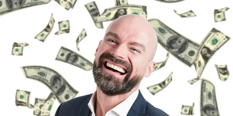 money falling happy guy player
