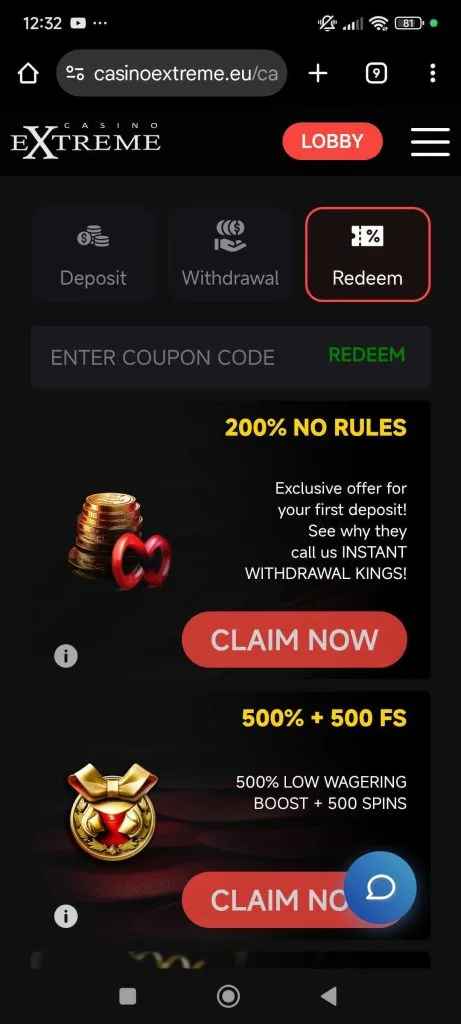 How to redeem code on mobile?