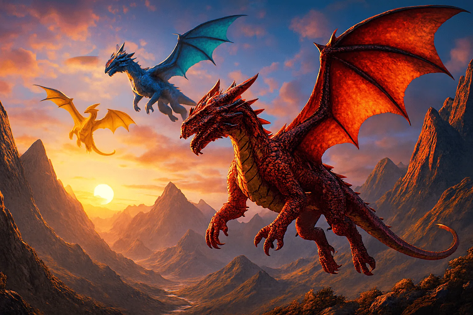 Dragons flying